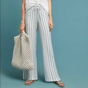 cloth & stone Linen Striped Wide-Leg Trousers